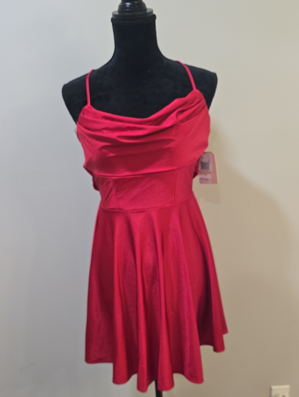 City Studio Red Cowl Neck Mini Dress